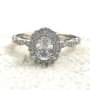 NEW Vintage Oval Cut Pave Diamond Band Ring
